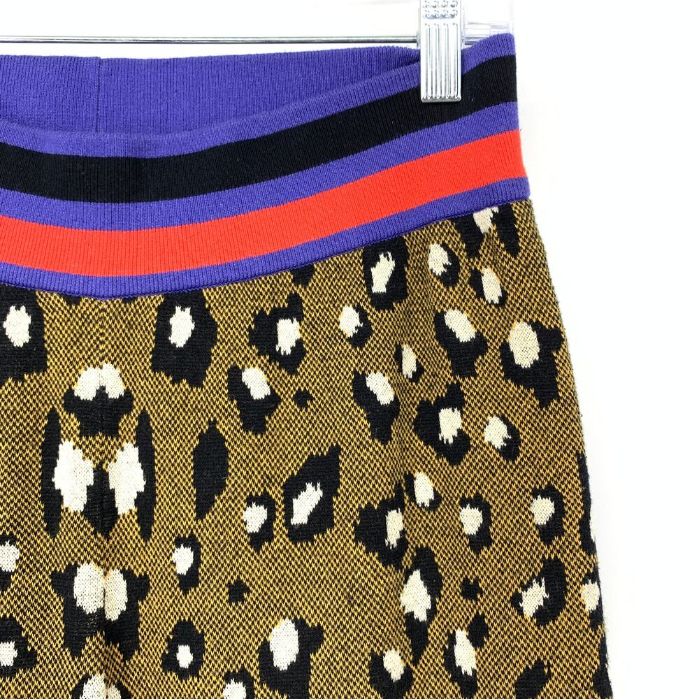 Anthropologie Dolan Pull On Wide Leg Knit Crop Pants Womens Sz M Leopard Print - Picture 3 of 6
